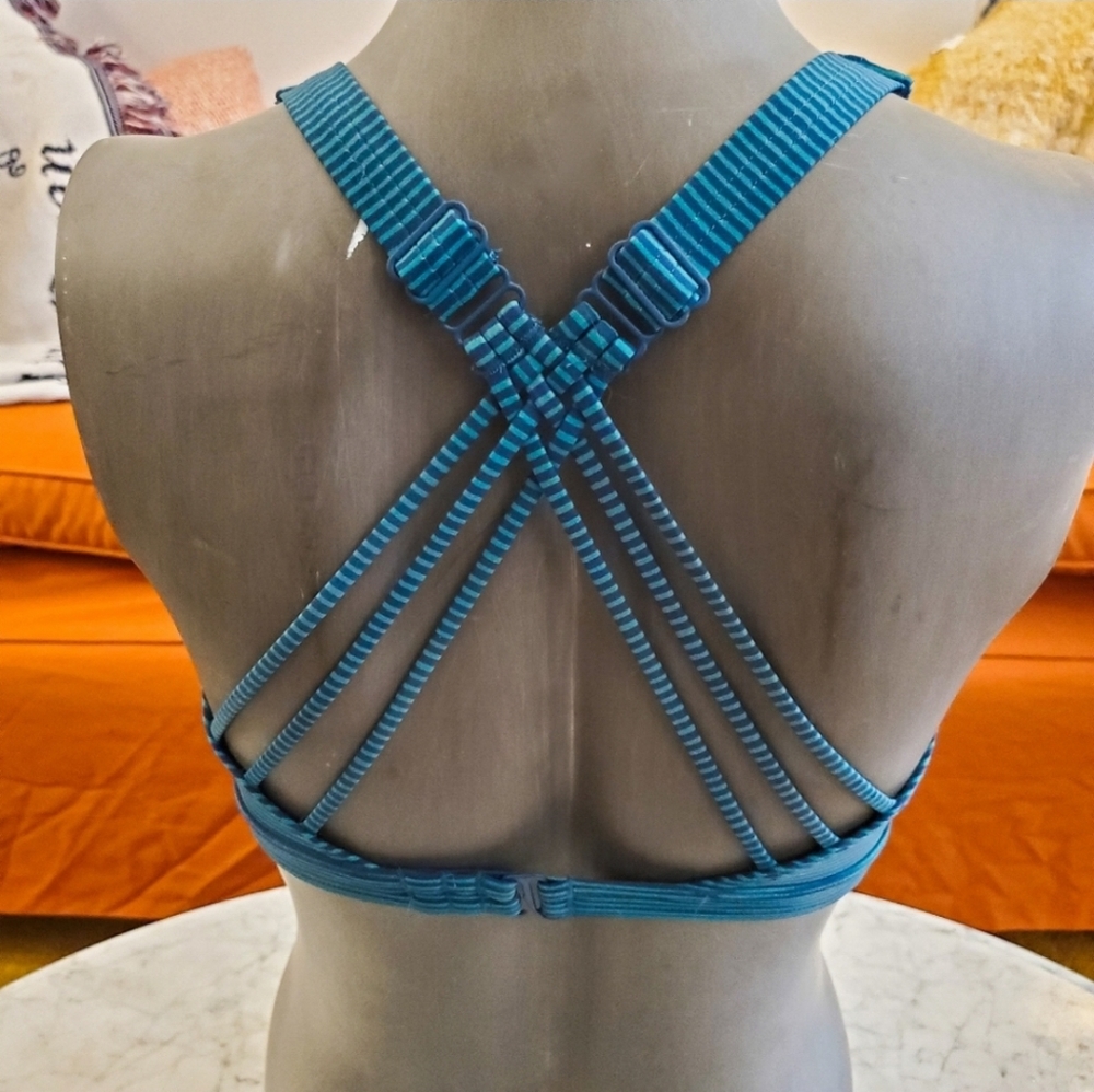 Teal, Striped Prana Bathing Suit Top in 34D